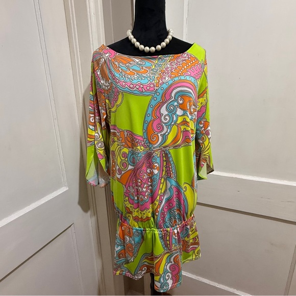Trina Turk Vibrant Swirl Design Swim Cover Up / Dress - Picture 11 of 13